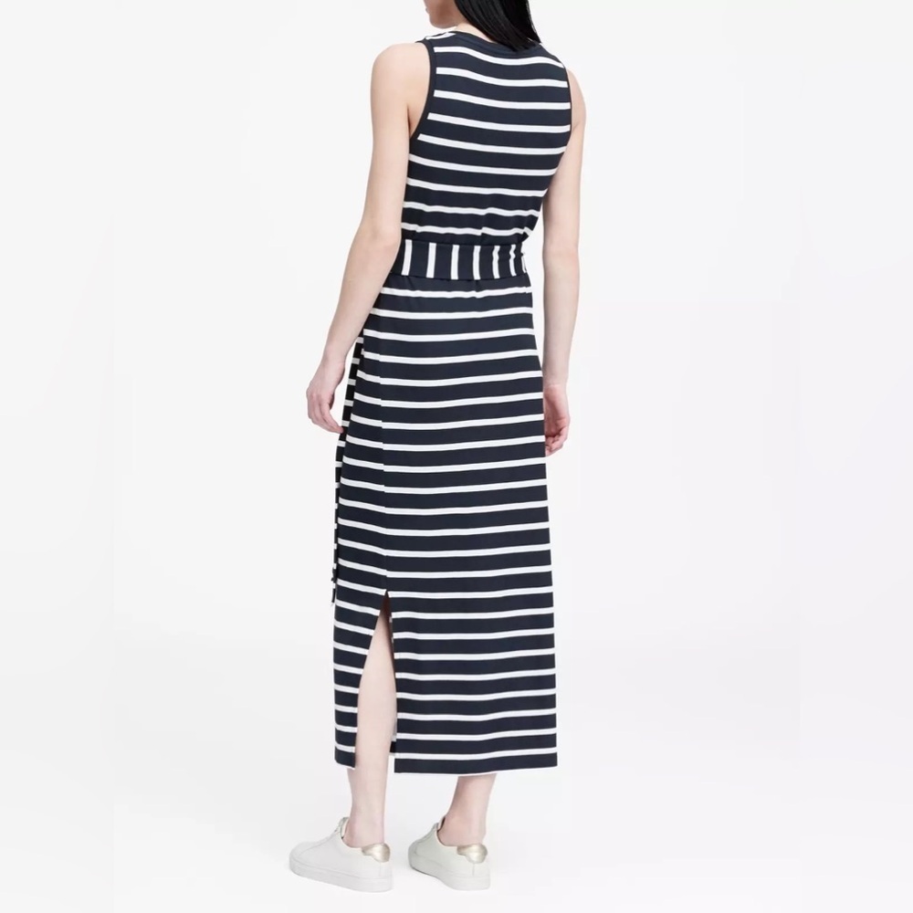 Banana Republic Navy Stripe Ponte Tank Maxi Travel Dress #472407 Size- L Tall - Picture 2 of 8